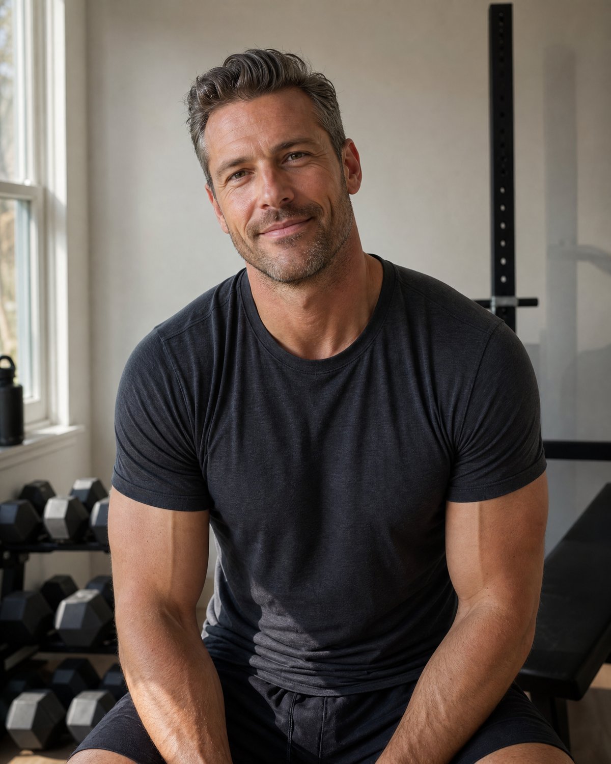 Man in a home gym